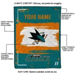 personalized san jose sharks grunge patch teal white quilt blanket best selling