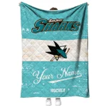 personalized san jose sharks pinstripe lines teal white quilt blanket best selling
