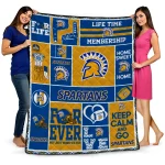 personalized san jose state spartans helmet passion blue quilt blanket best selling