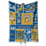 personalized san jose state spartans helmet passion blue quilt blanket best selling