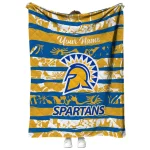 personalized san jose state spartans layered florals blue white quilt blanket best selling