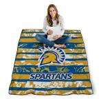 personalized san jose state spartans layered florals blue white quilt blanket best selling