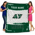 personalized saskatchewan roughriders grunge patch green white quilt blanket best selling