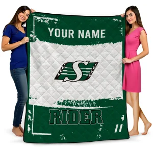 personalized saskatchewan roughriders grunge patch green white quilt blanket best selling