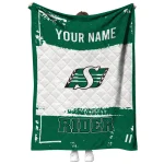 personalized saskatchewan roughriders grunge patch green white quilt blanket best selling