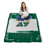personalized saskatchewan roughriders grunge patch green white quilt blanket best selling