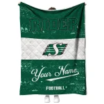 personalized saskatchewan roughriders hibiscus burst green white quilt blanket best selling