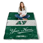 personalized saskatchewan roughriders hibiscus burst green white quilt blanket best selling