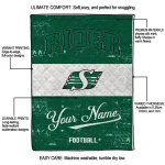 personalized saskatchewan roughriders hibiscus burst green white quilt blanket best selling