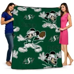 personalized saskatchewan roughriders mickey football green quilt blanket best selling