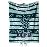 personalized seattle kraken layered florals blue white quilt blanket best selling