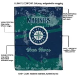 personalized seattle mariners brushstroke layers navy blue quilt blanket best selling