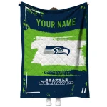 personalized seattle seahawks grunge patch blue white quilt blanket best selling