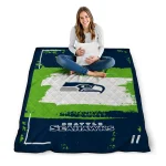 personalized seattle seahawks grunge patch blue white quilt blanket best selling