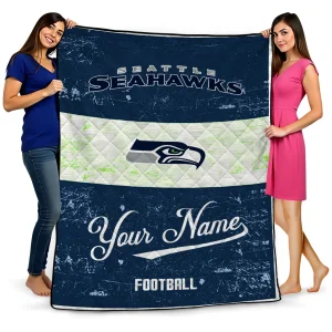 personalized seattle seahawks hibiscus burst blue white quilt blanket best selling