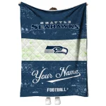 personalized seattle seahawks hibiscus burst blue white quilt blanket best selling