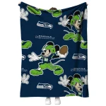 personalized seattle seahawks mickey football blue quilt blanket best selling