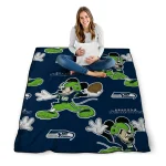 personalized seattle seahawks mickey football blue quilt blanket best selling