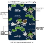 personalized seattle seahawks mickey football blue quilt blanket best selling