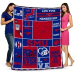 personalized smu mustangs helmet passion blue quilt blanket best selling