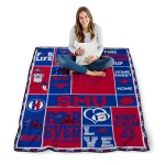 personalized smu mustangs helmet passion blue quilt blanket best selling