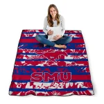 personalized smu mustangs layered florals blue white quilt blanket best selling