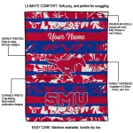 personalized smu mustangs layered florals blue white quilt blanket best selling