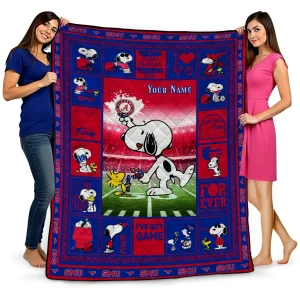 personalized smu mustangs snoopy coach blue quilt blanket best selling