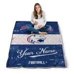 personalized south alabama jaguars hibiscus burst blue white quilt blanket best selling