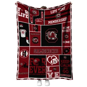 personalized south carolina gamecocks helmet passion garnet quilt blanket fashion forward