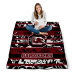 personalized south carolina gamecocks layered florals garnet white quilt blanket best selling