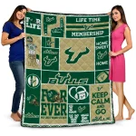 personalized south florida bulls helmet passion green quilt blanket best selling
