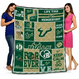personalized south florida bulls helmet passion green quilt blanket best selling