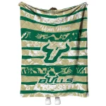 personalized south florida bulls layered florals green white quilt blanket best selling