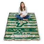 personalized south florida bulls layered florals green white quilt blanket best selling