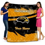 personalized southern miss golden eagles brushstroke layers black quilt blanket best selling