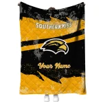 personalized southern miss golden eagles brushstroke layers black quilt blanket best selling