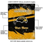 personalized southern miss golden eagles brushstroke layers black quilt blanket best selling