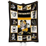 personalized southern miss golden eagles mickey crimson black white quilt blanket best selling