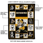 personalized southern miss golden eagles mickey crimson black white quilt blanket best selling