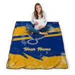 personalized st louis blues brushstroke layers blue quilt blanket best selling