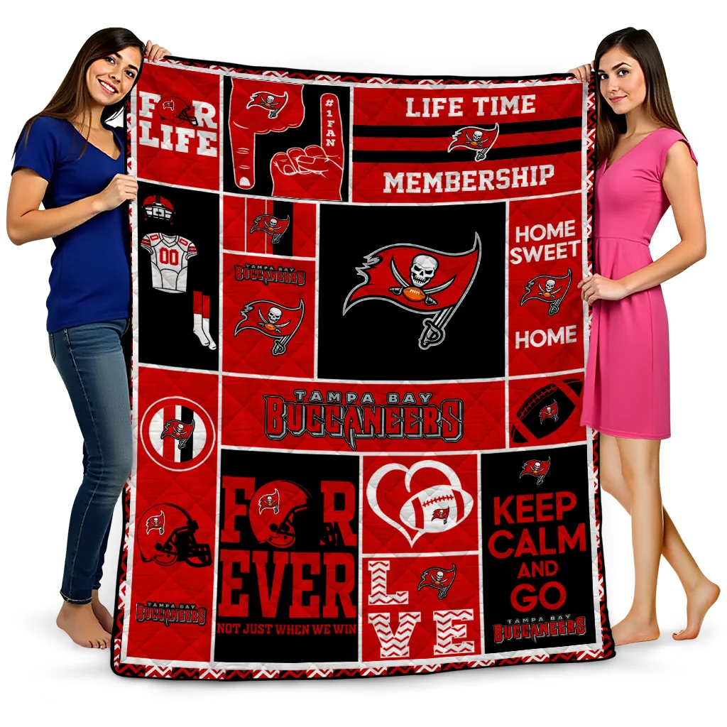 personalized tampa bay buccaneers helmet passion red quilt blanket best selling