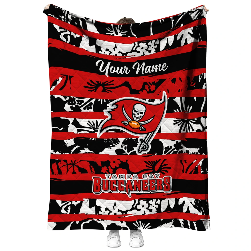 personalized tampa bay buccaneers layered florals red white quilt blanket fashion forward