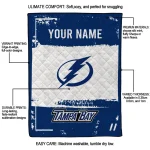 personalized tampa bay lightning grunge patch blue white quilt blanket best selling