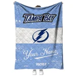 personalized tampa bay lightning pinstripe lines blue white quilt blanket best selling