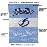 personalized tampa bay lightning pinstripe lines blue white quilt blanket best selling