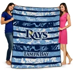 personalized tampa bay rays layered florals navy white quilt blanket best selling