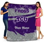 personalized tcu horned frogs brushstroke layers purple quilt blanket best selling
