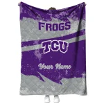 personalized tcu horned frogs brushstroke layers purple quilt blanket best selling