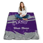 personalized tcu horned frogs brushstroke layers purple quilt blanket best selling